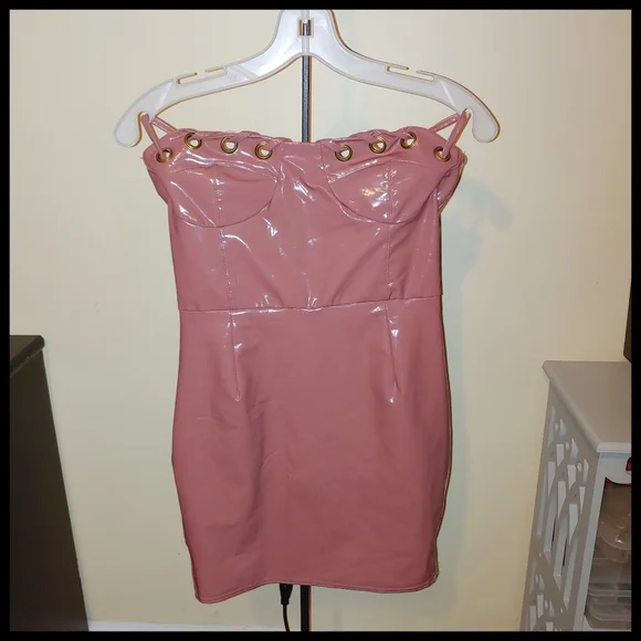 Boohoo | Dresses | Boohoo Light Mauve Vinyl Minidress 4 | Poshmark